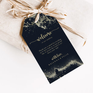 Étiquettes-cadeau Mariage d'Aquarelle Gold Splash