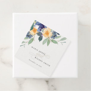 Étiquettes Cadeau Mariage d'aquarelle jaune bleu joyeux