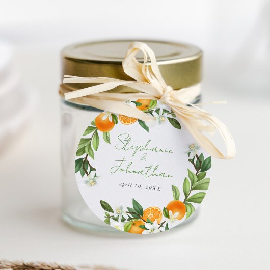 Étiquettes Cadeau Mariage d'aquarelle mandarin orange
