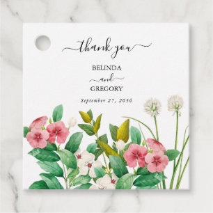 Étiquettes Cadeau Mariage d'aquarelle périphérique fleur sauvage