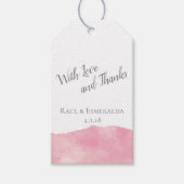 Étiquettes-cadeau Mariage d'aquarelle rose Coton Candy Merci (Devant)
