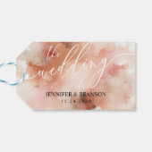 Étiquettes-cadeau Mariage d'aquarelle rose Gold Dust (Dos Horizontal)