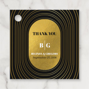 Étiquettes Cadeau Mariage d'arc minimaliste moderne noir & or