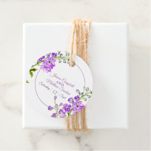 Étiquettes Cadeau Mariage d'art de l'aquarelle violette de Delphiniu