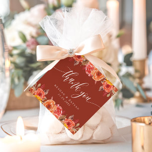 Étiquettes Cadeau Mariage d'automne floral en terre cuite