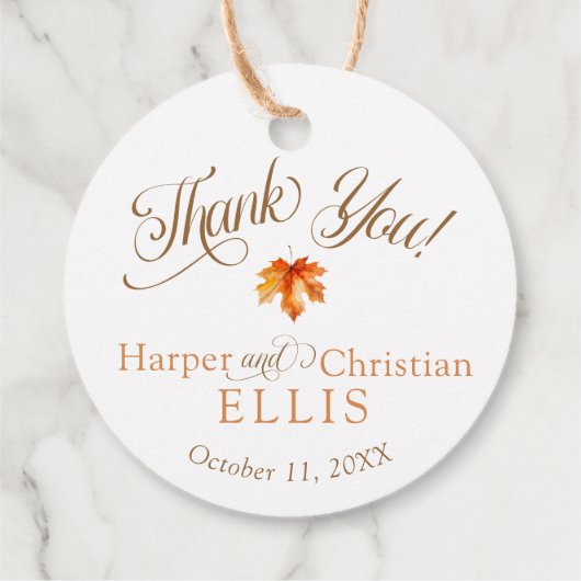 Étiquettes Cadeau Mariage d'automne rustique simple aquarelle (Dos)