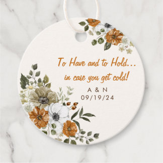 Étiquettes Cadeau Mariage de automne Jeu Blanche Fleurs Rustiques