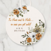Étiquettes Cadeau Mariage de automne Jeu Blanche Fleurs Rustiques (Dos)