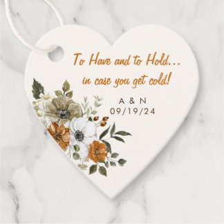 Étiquettes Cadeau Mariage de automne Jeu Blanche Fleurs Rustiques