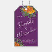 Étiquettes-cadeau Mariage de automne orange Rose violet (Devant)
