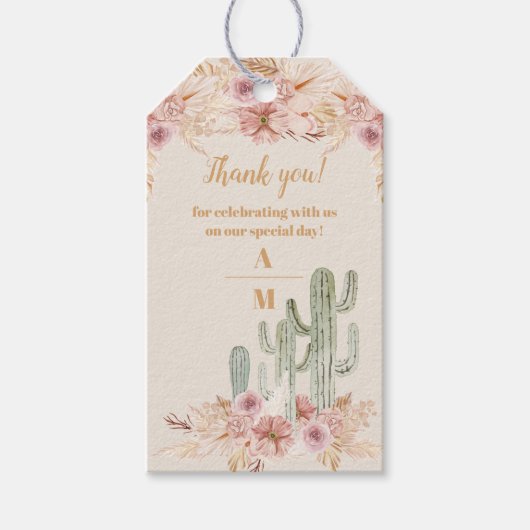 Étiquettes-cadeau Mariage de Boho Desert Cactus (Devant)