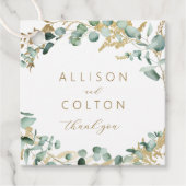 Étiquettes Cadeau Mariage de boho d'or de l'eucalyptus rustique (Devant)