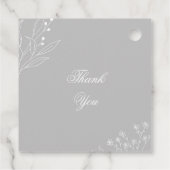 Étiquettes Cadeau Mariage de Boho Floral à Coin Blanc Argent (Dos)