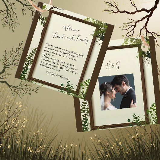 Étiquettes Cadeau mariage de cadre arboré rustique