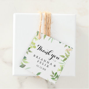 Étiquettes Cadeau Mariage de calligraphie de feuillage végétal