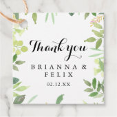 Étiquettes Cadeau Mariage de calligraphie de feuillage végétal (Devant)