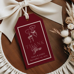 Étiquettes-cadeau Mariage de calligraphie de monogramme de Bourgogne