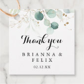 Étiquettes Cadeau Mariage de calligraphie florale d'or Eucalyptus ru (Devant)