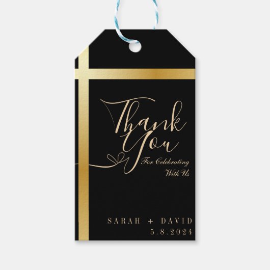 Étiquettes-cadeau Mariage de calligraphie Merci moderne (Devant)