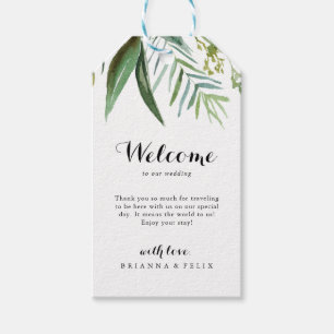 Étiquettes-cadeau Mariage de calligraphie tropicale verte Bienvenue