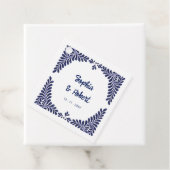 Étiquettes Cadeau Mariage de carreaux bleu Talavera de la marine mex (En situation)