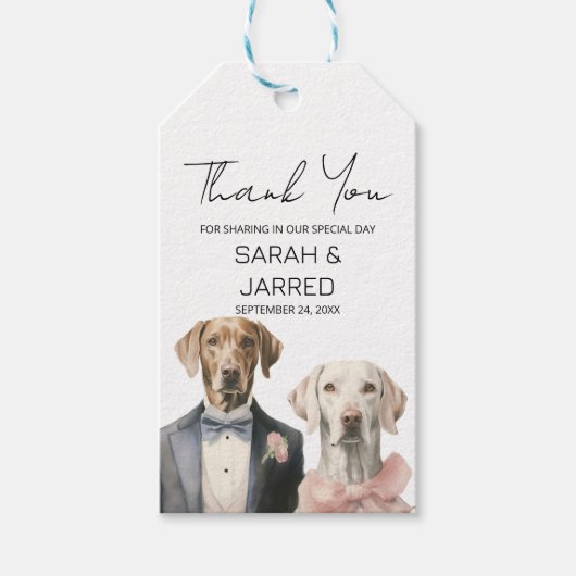 Étiquettes-cadeau Mariage de chiens mariés (Devant)