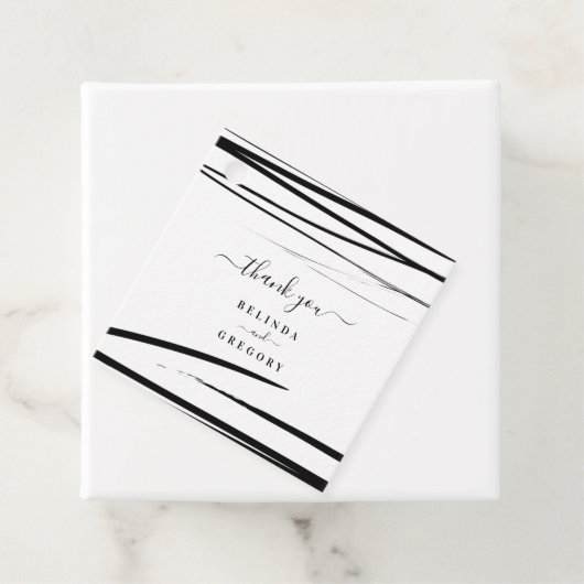 Étiquettes Cadeau Mariage de code QR Abstrait noir moderne (En situation)