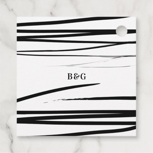 Étiquettes Cadeau Mariage de code QR Abstrait noir moderne (Dos)