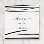 Étiquettes Cadeau Mariage de code QR Abstrait noir moderne (Devant)