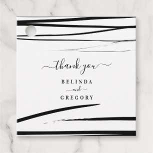 Étiquettes Cadeau Mariage de code QR Abstrait noir moderne