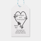 Étiquettes-cadeau Mariage de conception cardiaque du papillon noir e (Dos)