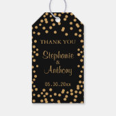 Étiquettes-cadeau Mariage de Confetti en or et noir (Dos)
