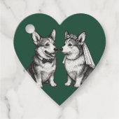Étiquettes Cadeau Mariage de corgis fantaisistes - Vert foncé Evergr (Devant)