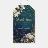 Étiquettes-cadeau Mariage de couronne d'or floral romantique (Devant)