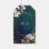 Étiquettes-cadeau Mariage de couronne d'or floral romantique (Dos)