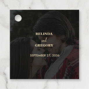 Étiquettes Cadeau Mariage de couverture photo Black Gold moderne