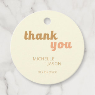 Étiquettes Cadeau Mariage de crème design Retro les années 70 Merci 