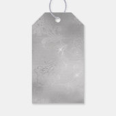 Étiquettes-cadeau Mariage de dentelle fleurie argentée (Dos)