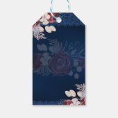 Étiquettes-cadeau Mariage de dentelle florale bleu Bourgogne (Dos)