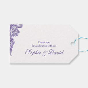 Étiquettes-cadeau Mariage de dentelle ultra violet moderne