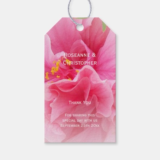 Étiquettes-cadeau Mariage de design floral rose (Devant)