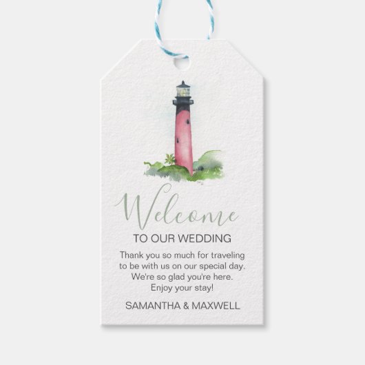 Étiquettes-cadeau Mariage de Destination Bienvenue Aquarelle (Devant)