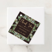 Étiquettes Cadeau Mariage de feuillage Eucalyptus à l'aquarelle rust (En situation)