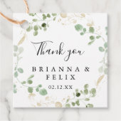 Étiquettes Cadeau Mariage de feuillage Gold Confetti Eucalyptus (Devant)