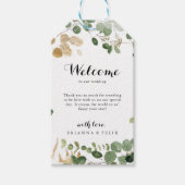 Étiquettes-cadeau Mariage de feuillage vert or tropical Bienvenue (Devant)