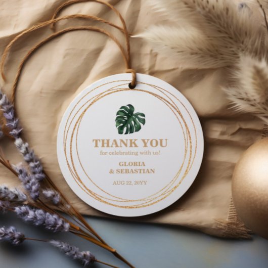 Étiquettes Cadeau Mariage de feuille de palme tropicale