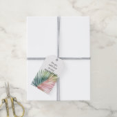 Étiquettes-cadeau Mariage de feuille verte rose tropicale (Avec de la ficelle)