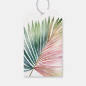 Étiquettes-cadeau Mariage de feuille verte rose tropicale (Dos)