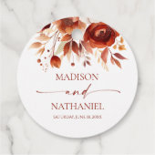 Étiquettes Cadeau Mariage de fleurs Brown rouillées de Bourgogne (Dos)