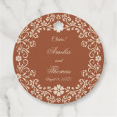 Étiquettes Cadeau Mariage de fleurs de terre cuite rustique (Devant)